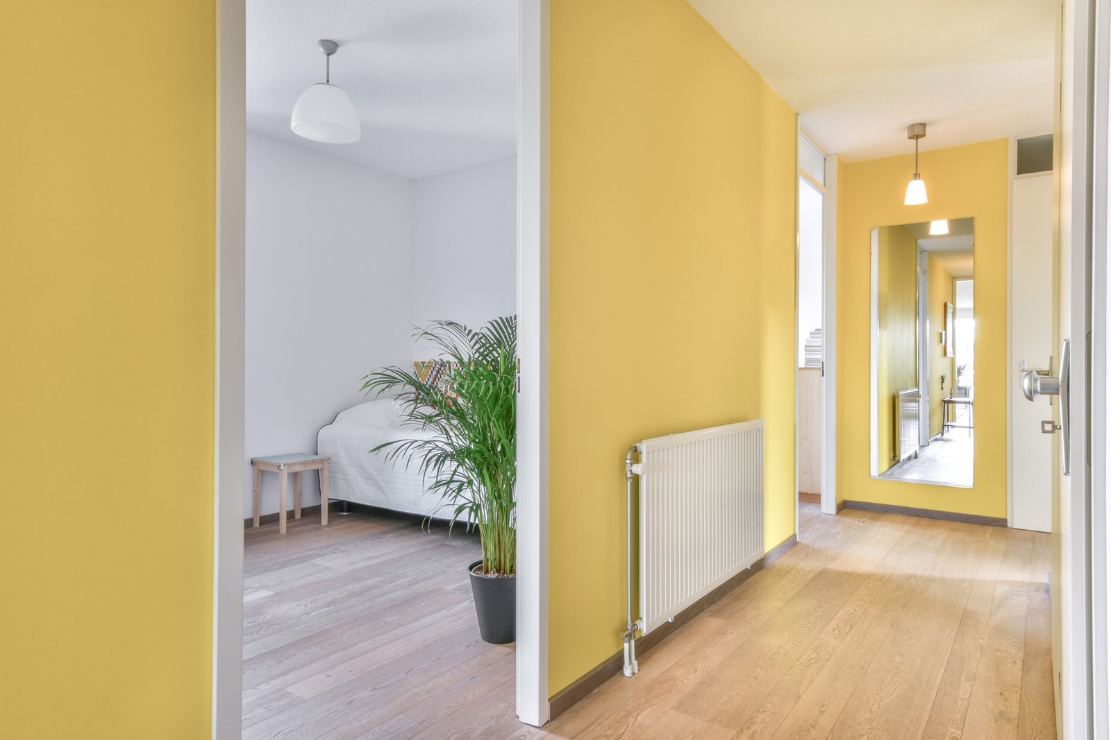 A long empty corridor designed in minimalistic style